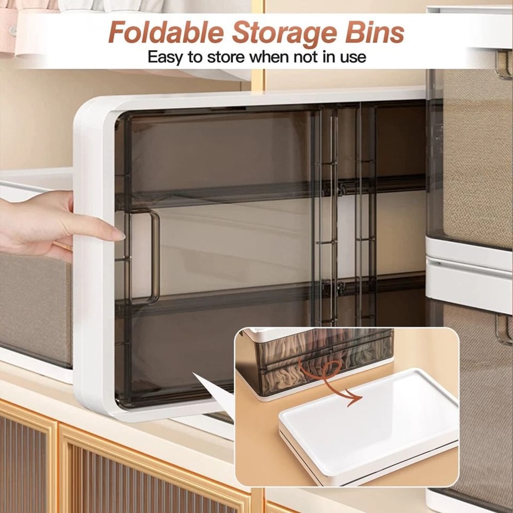 Collapsible Foldable Storage Containers With Lids Stackable Closet Organizer Bins Multifunctional S 3