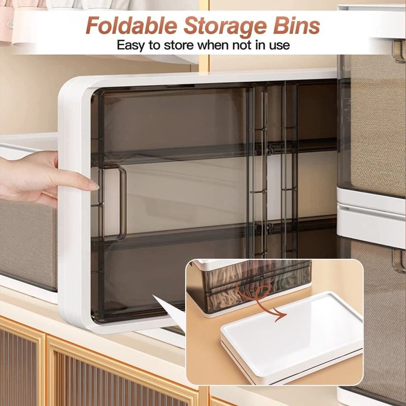 Collapsible Foldable Storage Containers With Lids Stackable Closet Organizer Bins Multifunctional S 3