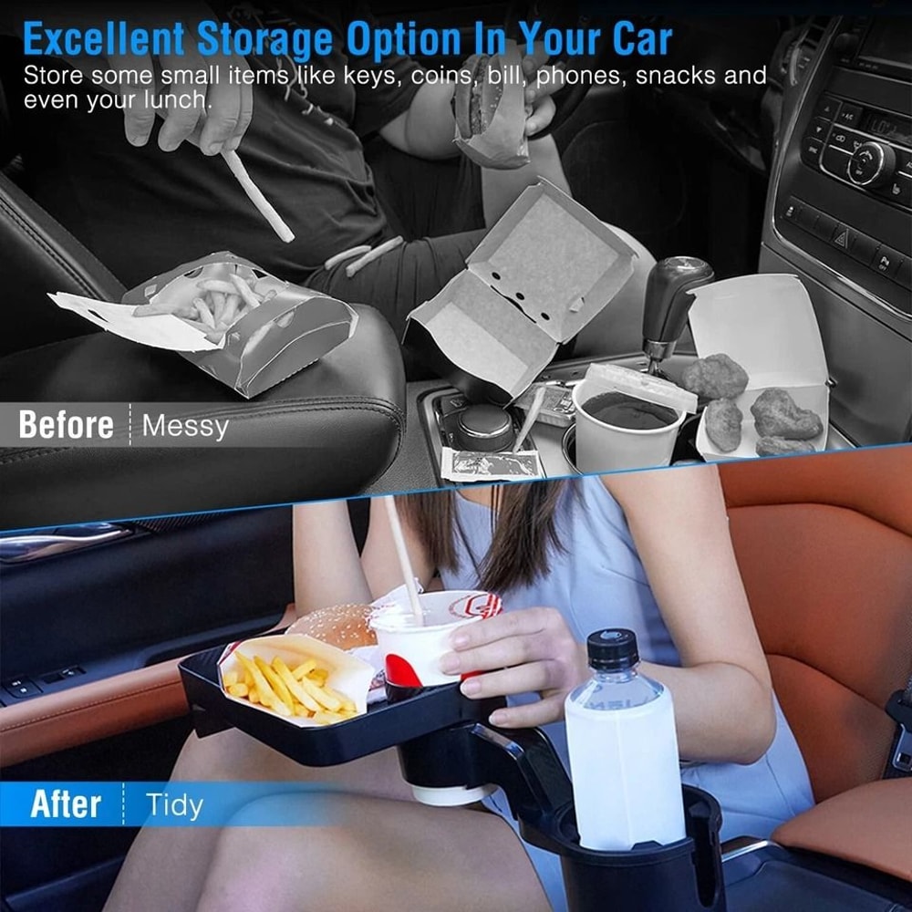 Rotating Car Travel Cup Holder Coffee Mount Expander Portable Food Tray 3