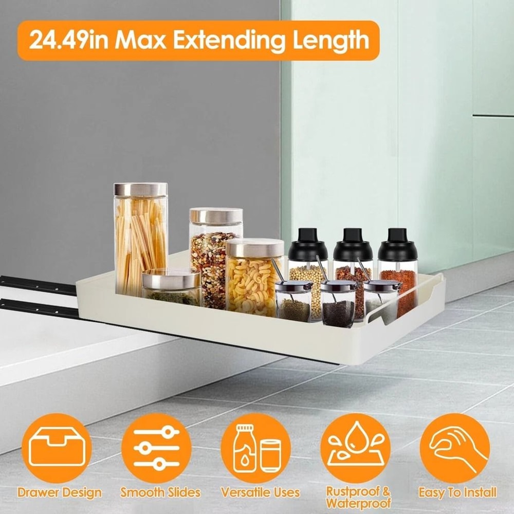 Pull Out Cabinet Organizer Kitchen Drawer Carbon Steel Pull Shelf Holder Easy Install Rustproof Org 11