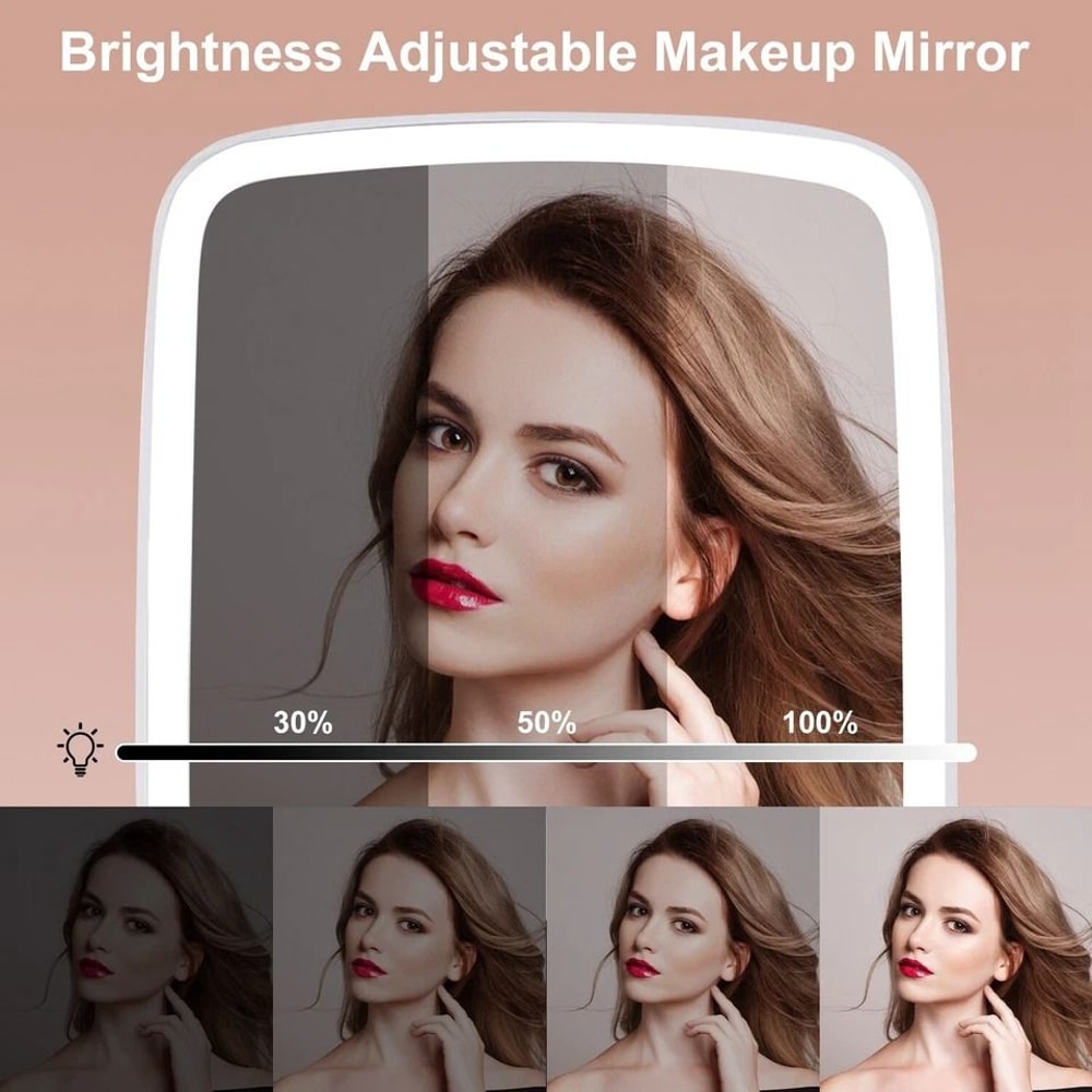 LED Lighted Makeup Mirror Brightness Adjustable Vanity Desk Mirror USB Rechargeable With Light Colo 8