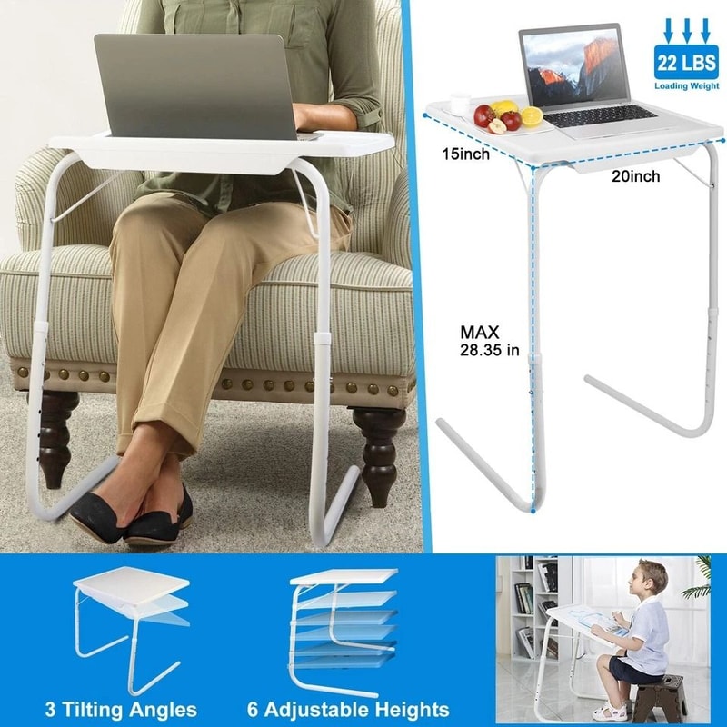 Adjustable Portable Folding Table Smart Laptop Desk Bed Mate For Dining TV Watching Study And Work 9