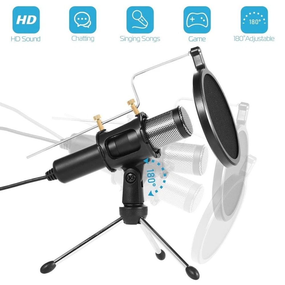 USB Condenser Microphone Tripod Stand Game Chat Recording For Computer Studio Use 1