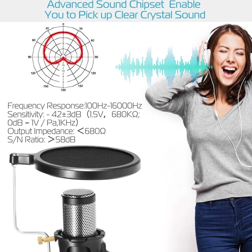 USB Condenser Microphone Tripod Stand Game Chat Recording For Computer Studio Use 3