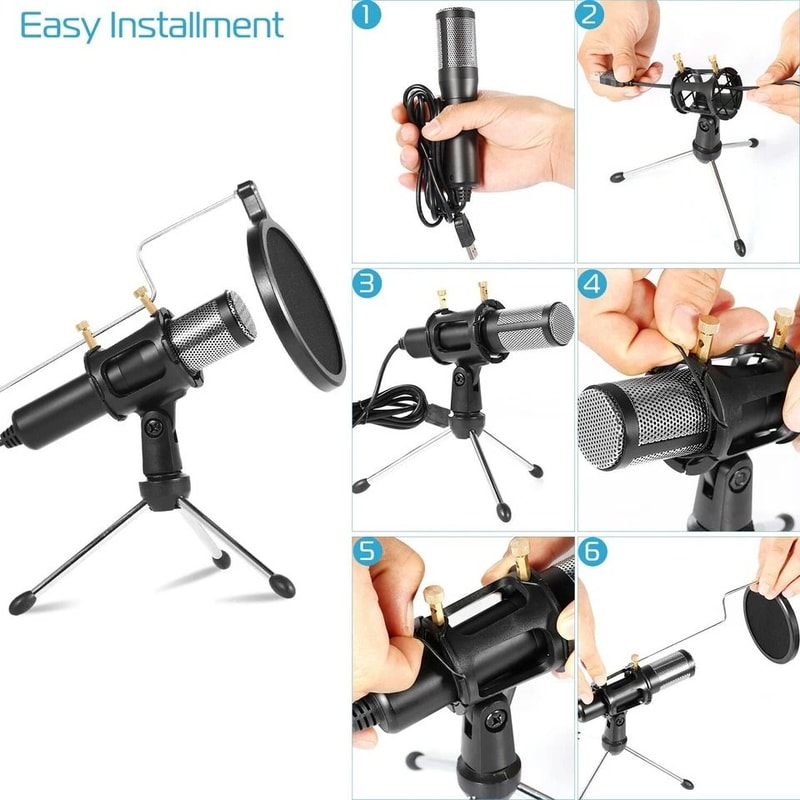 USB Condenser Microphone Tripod Stand Game Chat Recording For Computer Studio Use 6