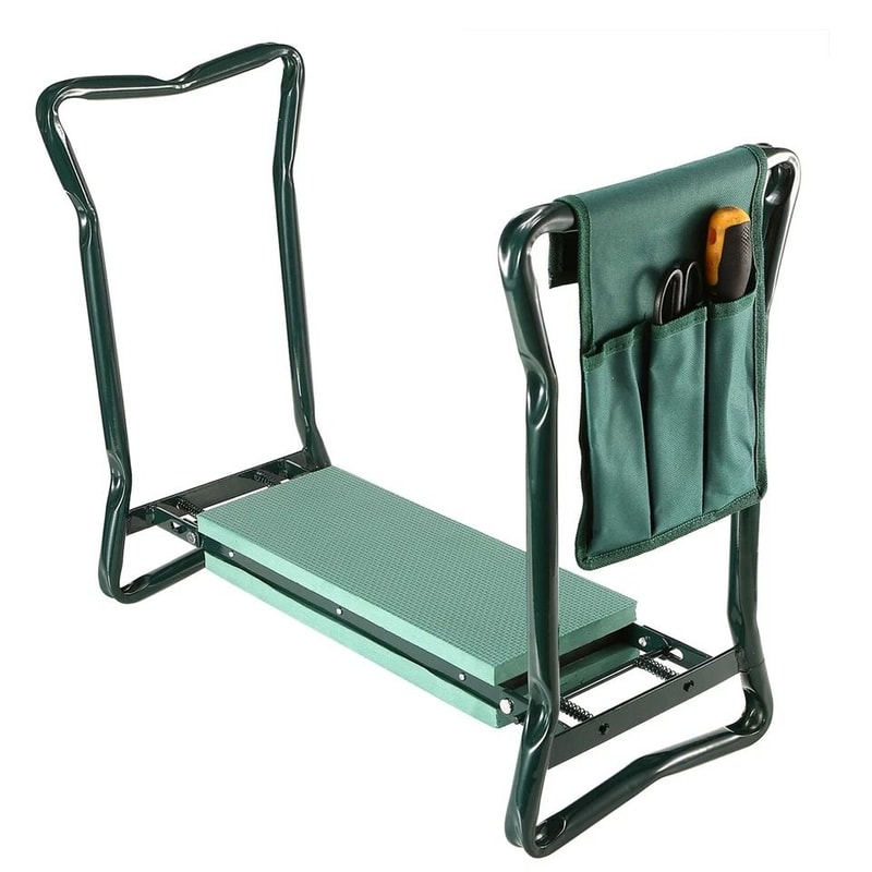 Garden Kneeler Seat Bench With EVA Pad Foldable Stool Tool Pouch Sturdy Iron Construction Perfect F 8