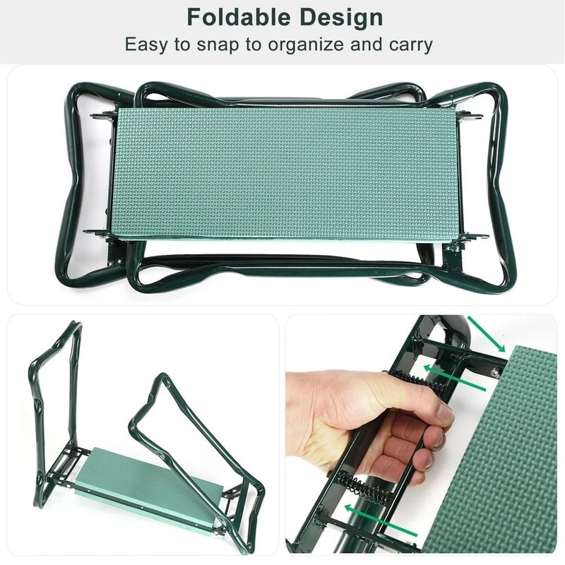 Garden Kneeler Seat Bench With EVA Pad Foldable Stool Tool Pouch Sturdy Iron Construction Perfect F 2