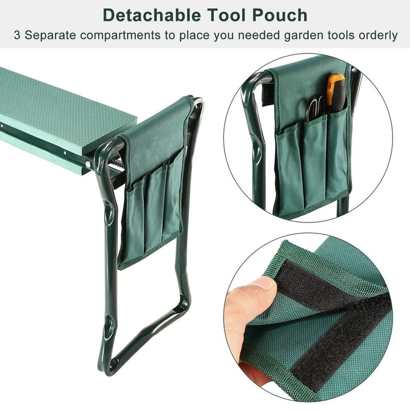 Garden Kneeler Seat Bench With EVA Pad Foldable Stool Tool Pouch Sturdy Iron Construction Perfect F 3