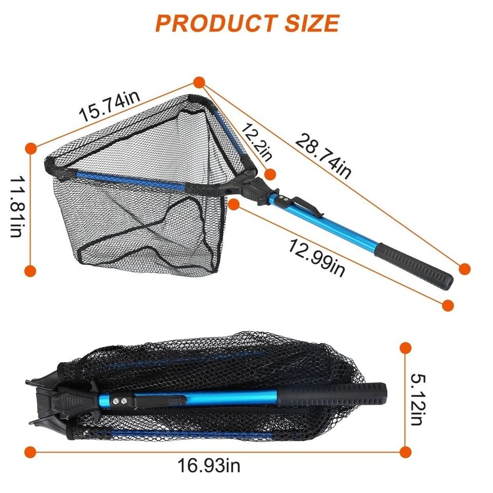 Fishing Net Hexagonal Foldable Design Durable Aluminum Alloy Handle Nano Coating Nylon Mesh Perfect