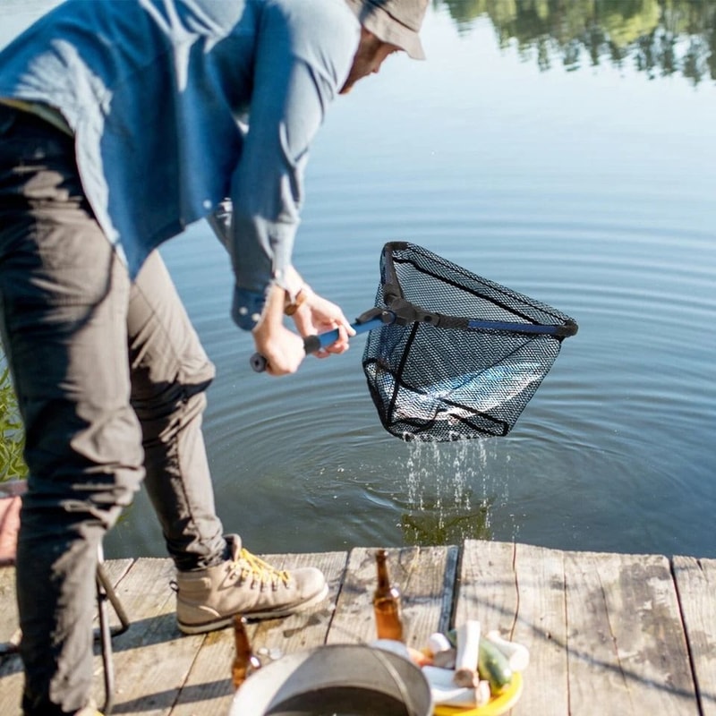 Fishing Net Hexagonal Foldable Design Durable Aluminum Alloy Handle Nano Coating Nylon Mesh Perfect