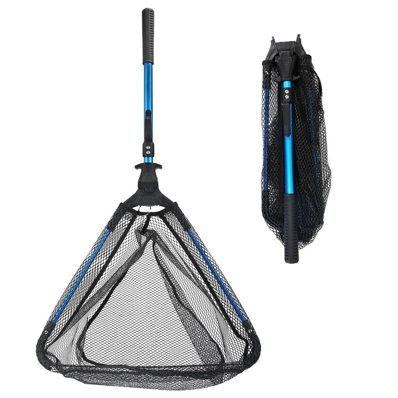 Fishing Net Hexagonal Foldable Design Durable Aluminum Alloy Handle Nano Coating Nylon Mesh Perfect