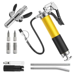 high pressure grease gun kit, capacity, pistol grip, flexible hose, jaw couplers