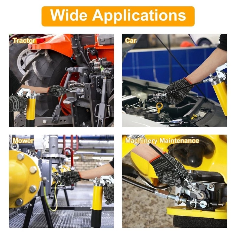 High Pressure Grease Gun Kit Capacity Pistol Grip Flexible Hose Jaw Couplers 6