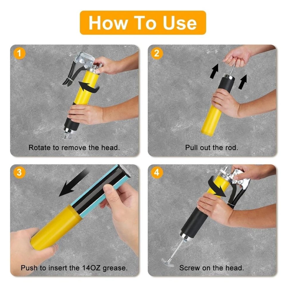 High Pressure Grease Gun Kit Capacity Pistol Grip Flexible Hose Jaw Couplers 7