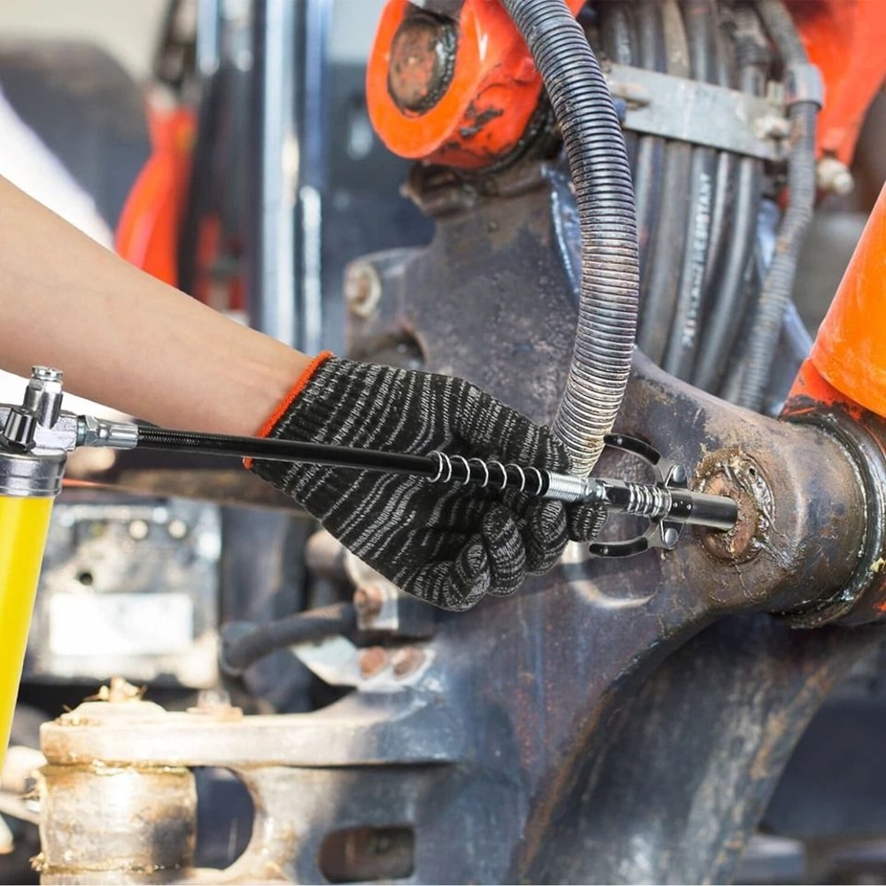 High Pressure Grease Gun Kit Capacity Pistol Grip Flexible Hose Jaw Couplers 8