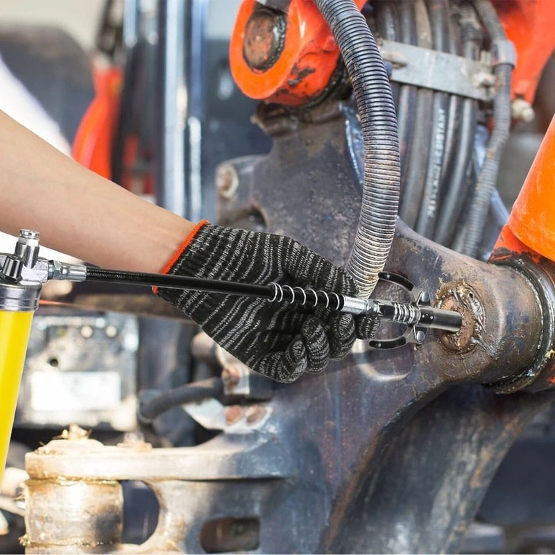 High Pressure Grease Gun Kit Capacity Pistol Grip Flexible Hose Jaw Couplers 8