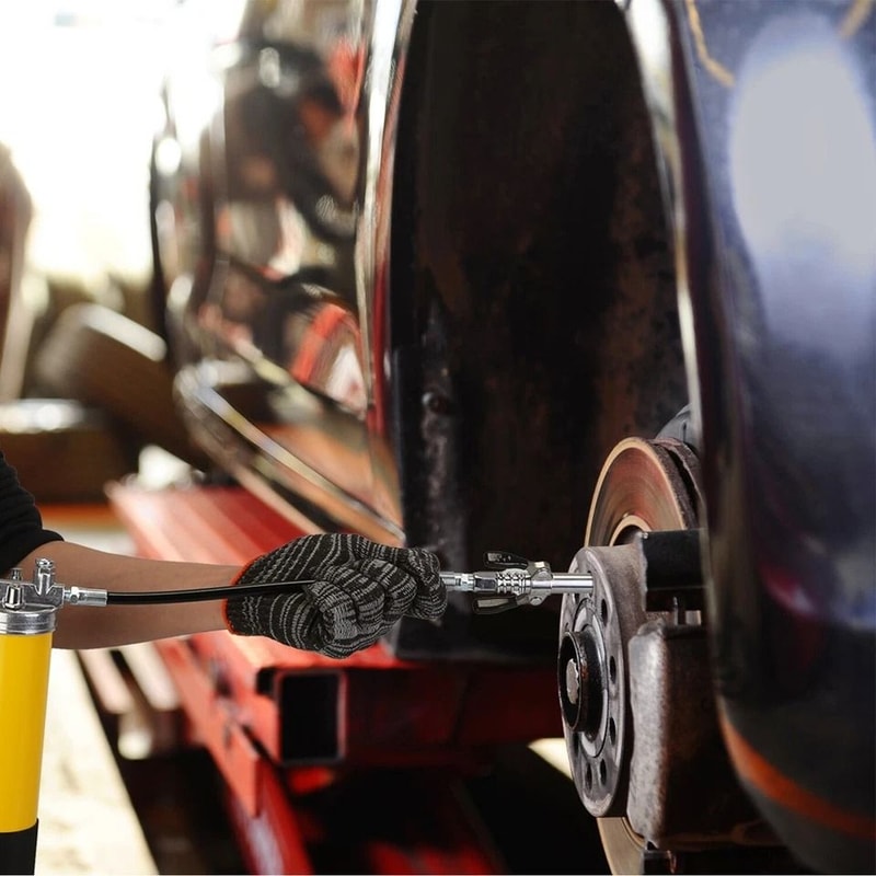 High Pressure Grease Gun Kit Capacity Pistol Grip Flexible Hose Jaw Couplers 9