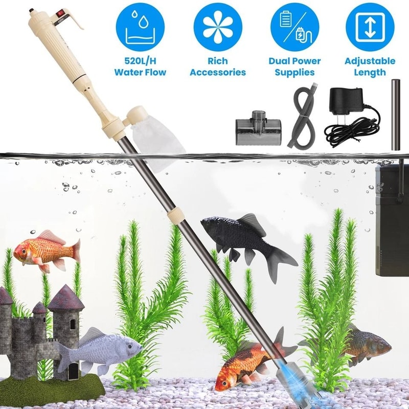 Automatic Electric Aquarium Vacuum Cleaner Gravel Cleaner Adjustable Fish Tank Cleaner For Efficien 12