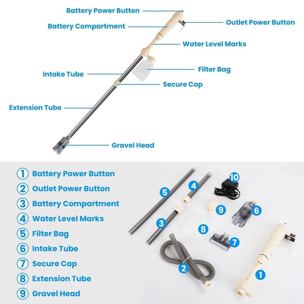 Automatic Electric Aquarium Vacuum Cleaner Gravel Cleaner Adjustable Fish Tank Cleaner For Efficien 2