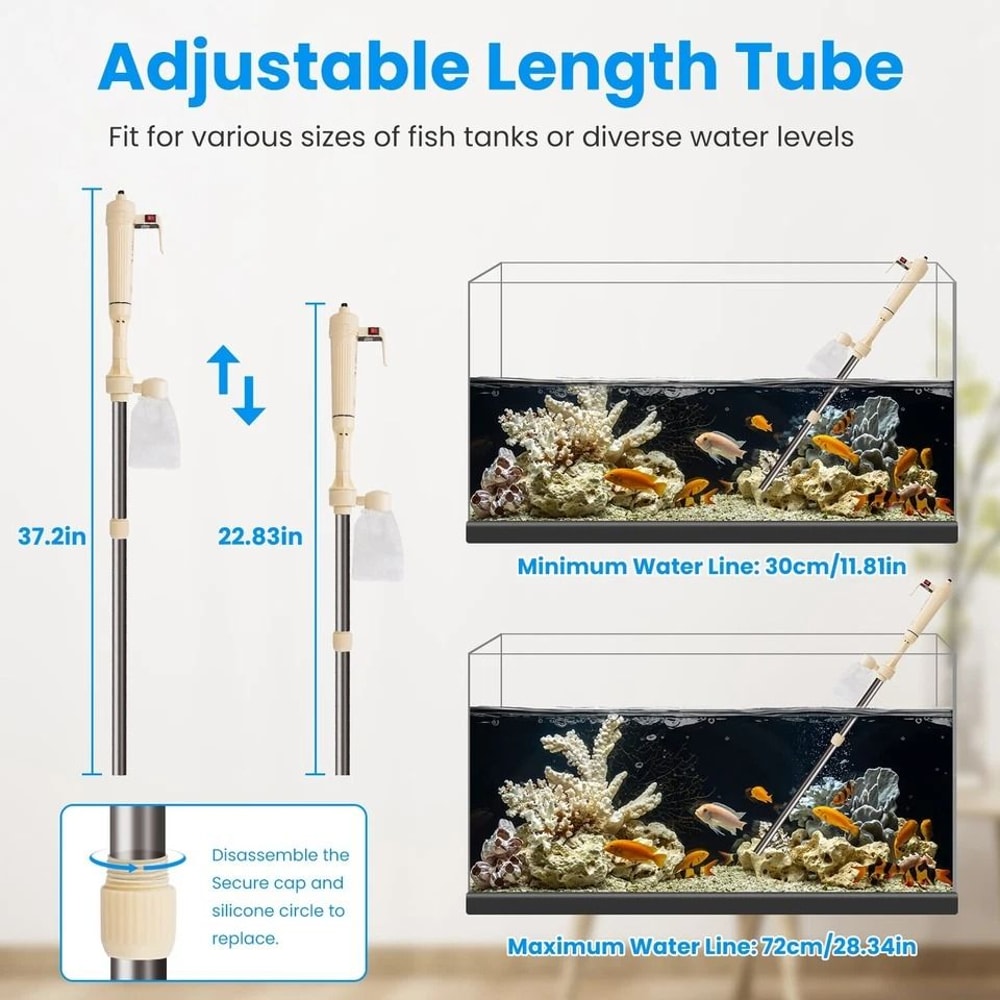 Automatic Electric Aquarium Vacuum Cleaner Gravel Cleaner Adjustable Fish Tank Cleaner For Efficien 3