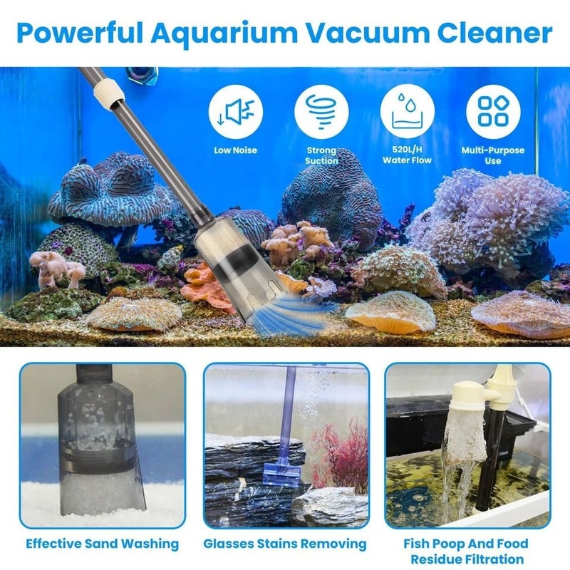 Automatic Electric Aquarium Vacuum Cleaner Gravel Cleaner Adjustable Fish Tank Cleaner For Efficien 5