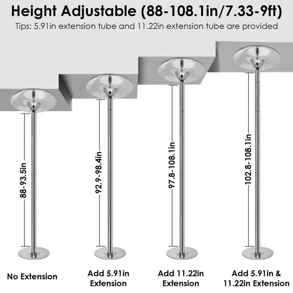 Adjustable Height Stripper Pole Thickened Dance Pole Static Spinning Pole For Exercise Party Use 1