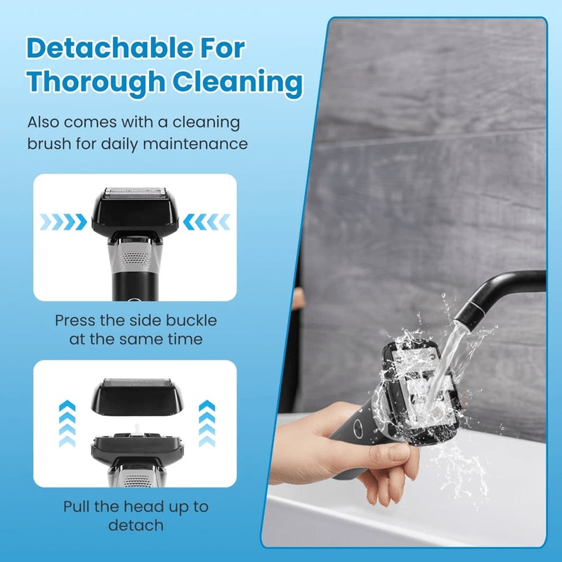 Electric Razor For Men Wet Dry Beard Trimmer Titanium Foil Shaver Waterproof Speed Shaving 2