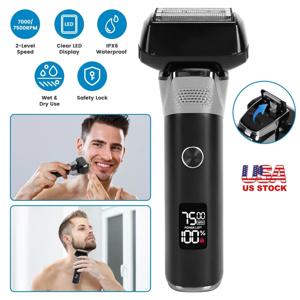 Electric Razor For Men Wet Dry Beard Trimmer Titanium Foil Shaver Waterproof Speed Shaving 11