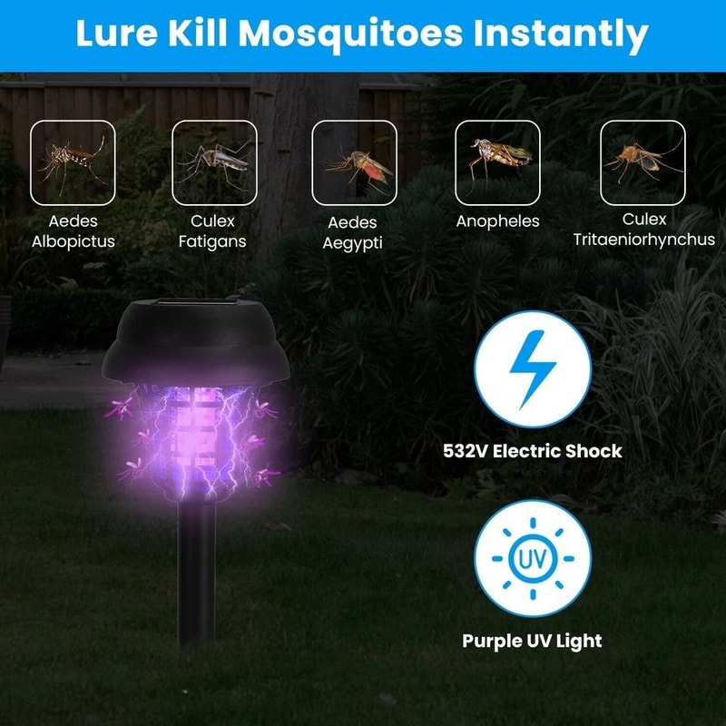 Solar Mosquito Zapper Bug Zapper Torch Outdoor Insect Killer LED Outdoor Zapper Tool Solar Powered 4