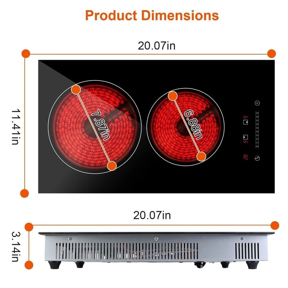 Electric Stove Hot Plates Dual Burner Ceramic Cooktop Touch Control Adjustable Power Levels Fast He 5
