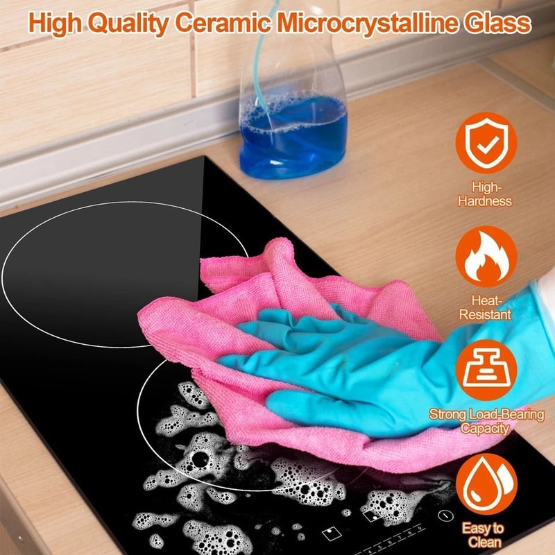 Electric Stove Hot Plates Dual Burner Ceramic Cooktop Touch Control Adjustable Power Levels Fast He 7