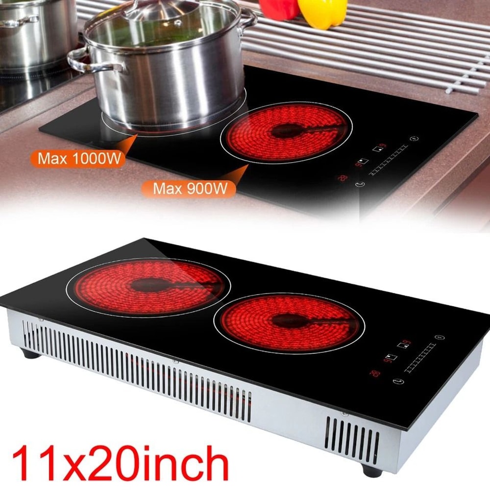 Electric Stove Hot Plates Dual Burner Ceramic Cooktop Touch Control Adjustable Power Levels Fast He 12