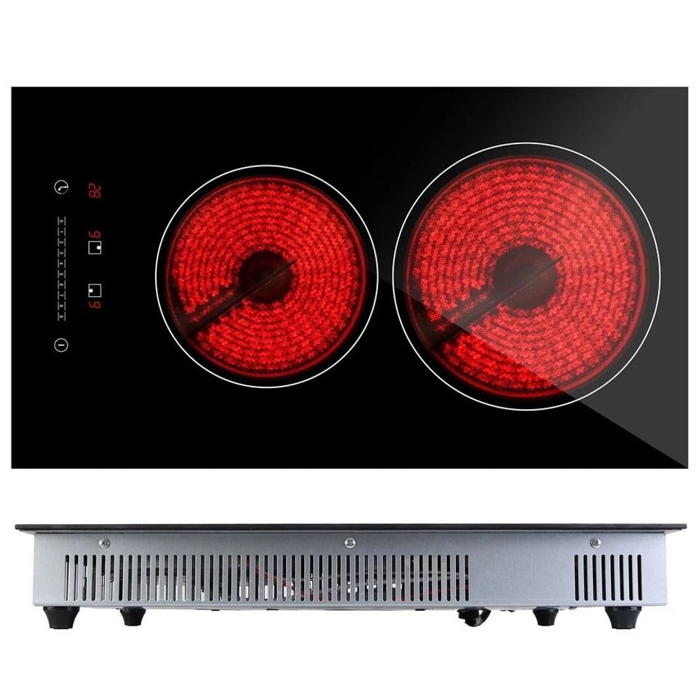 Electric Stove Hot Plates Dual Burner Ceramic Cooktop Touch Control Adjustable Power Levels Fast He 0