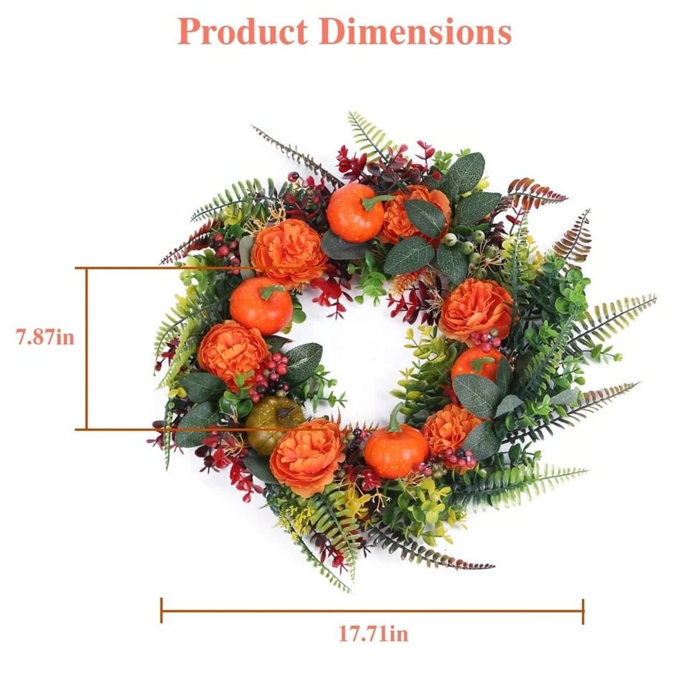 Fall Wreath With Pumpkin Leaves Berries And Flowers Autumn Party Decor For Indoor And Outdoor Use 4