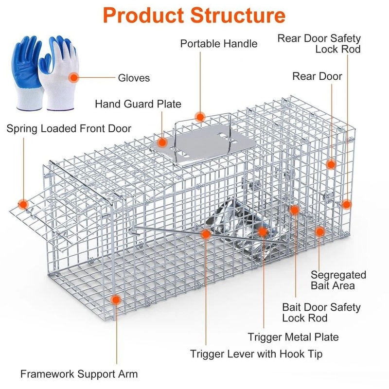 Humane Animal Trap Cage Live Trap For Mice Squirrel Rodents Safe For Pets Durable Metal Constructio 8