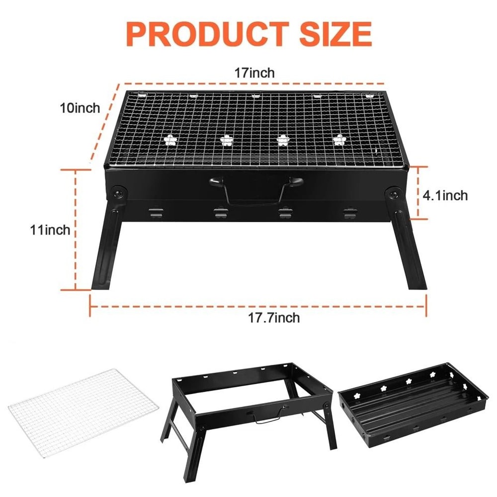 Portable Foldable BBQ Grill Compact Charcoal Stove Ideal For Camping Shish Kabob Grilling In Small 3