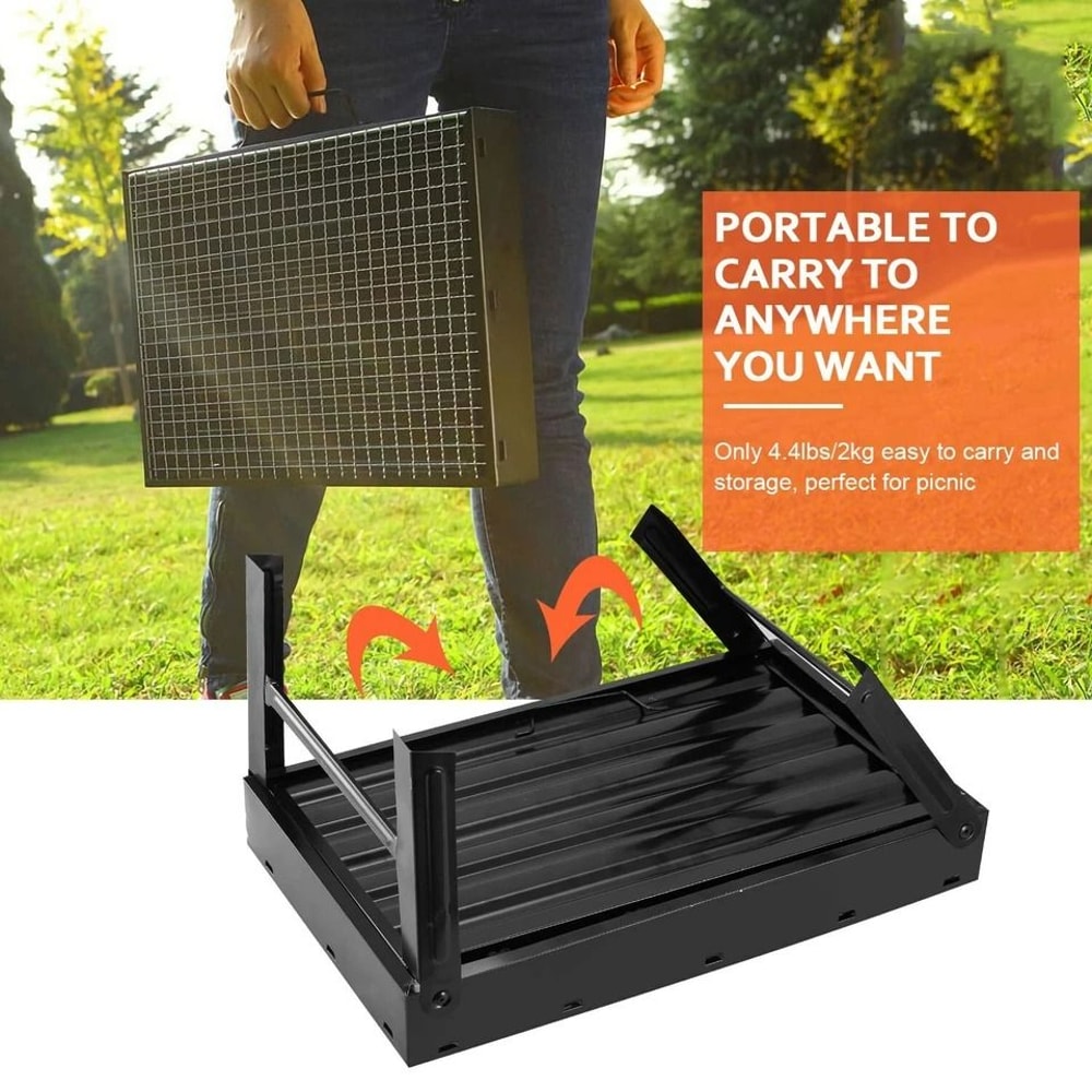 Portable Foldable BBQ Grill Compact Charcoal Stove Ideal For Camping Shish Kabob Grilling In Small 5