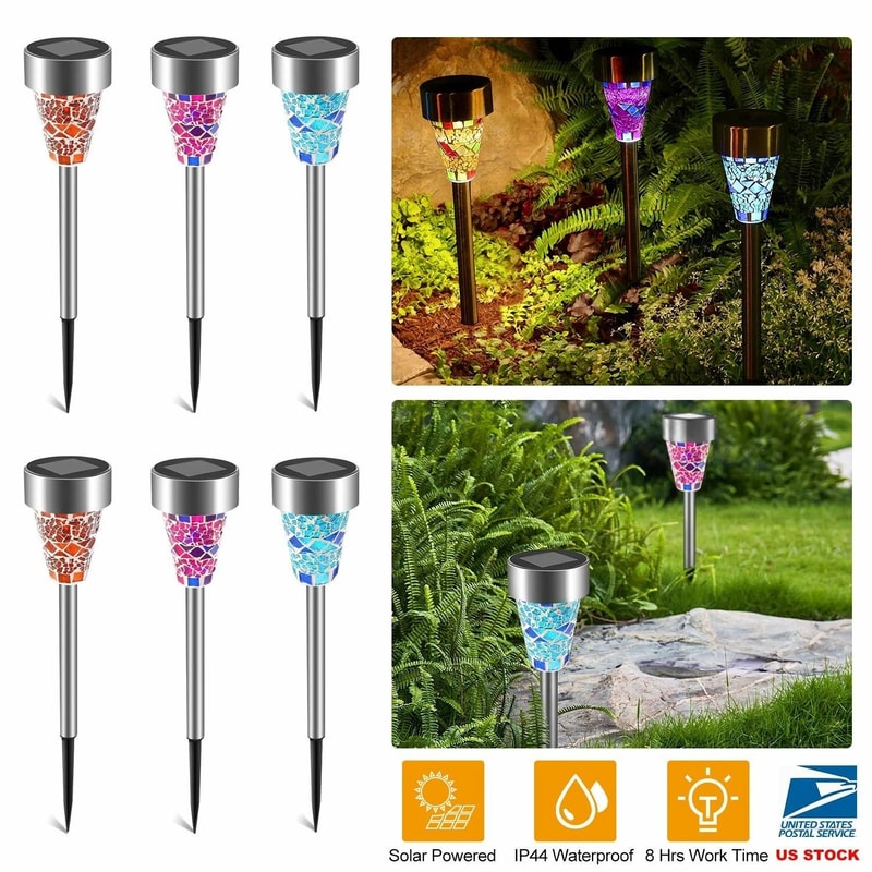 LED Solar Power Garden Path Lights Outdoor Landscape Pathway Lights Yard Mosaic Solar Light 1