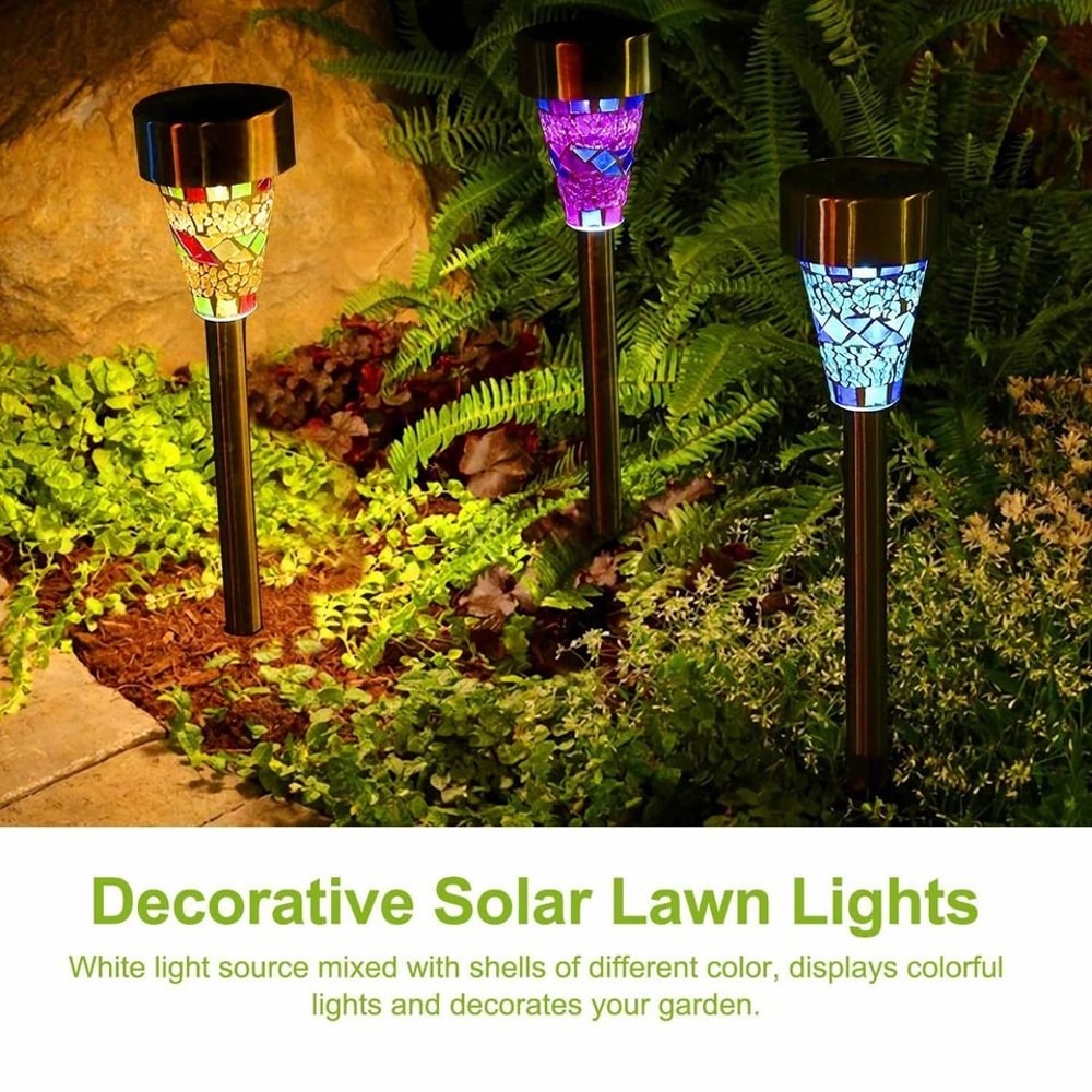 LED Solar Power Garden Path Lights Outdoor Landscape Pathway Lights Yard Mosaic Solar Light 5