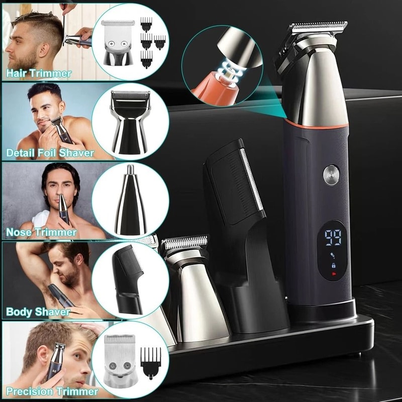 Cordless Men Electric Shaver Razor Trimmer Hair Shaver Grooming Kit Gift Set 9