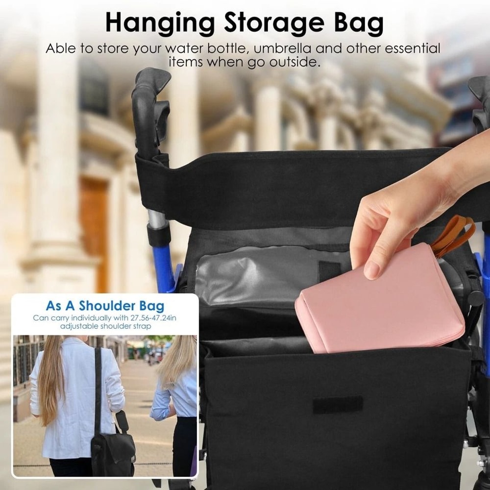 Adjustable Aluminum Rollator Walker With Seat Backrest Wheels Foldable Design For Seniors Lightwei 7