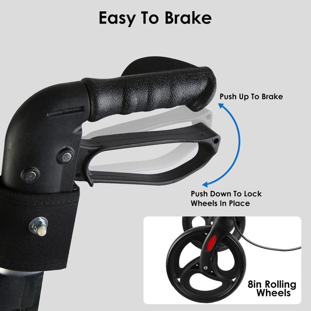 Adjustable Aluminum Rollator Walker With Seat Backrest Wheels Foldable Design For Seniors Lightwei 10