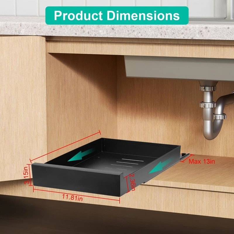 Pull Out Cabinet Organizer Carbon Steel Drawer Storage Shelves Fixed Adhesive Load Capacity 6