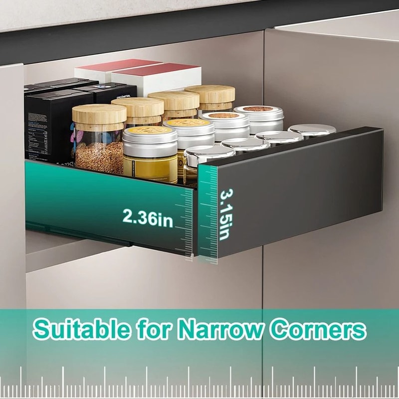 Pull Out Cabinet Organizer Carbon Steel Drawer Storage Shelves Fixed Adhesive Load Capacity 7