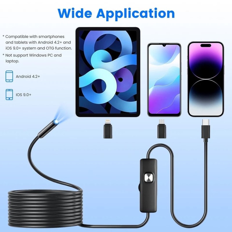Endoscope Camera Inspection Tool With APP Control Waterproof Borescope For Engine Spark Plug Pipe 12