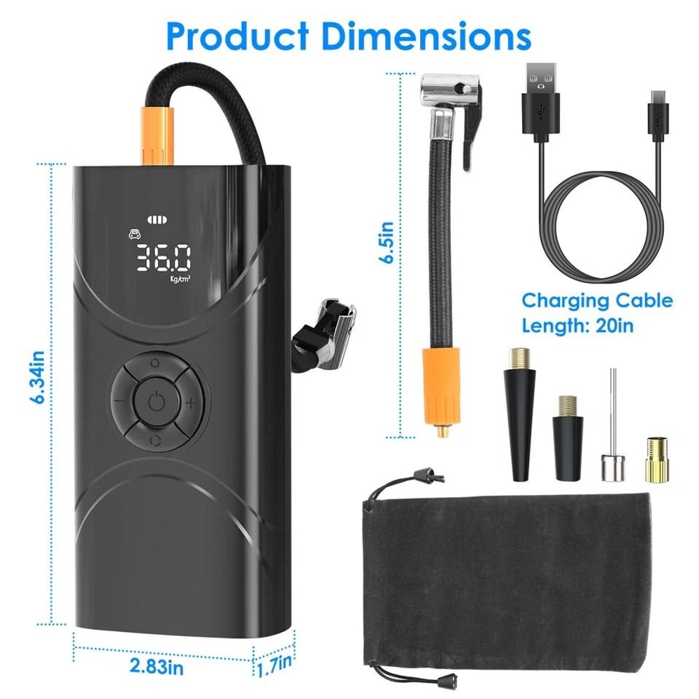Wireless Car Tire Inflator Portable Air Compressor Pump Electric Tire Inflator For Fast Inflation 10