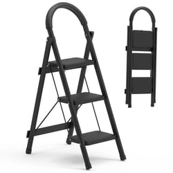 portable ladder with safety lock, anti-slip pedal, soft handgrip, heavy duty design, space-saving ladder for home use