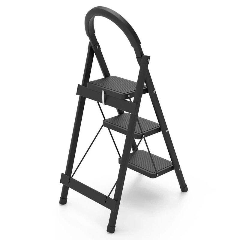 Portable Ladder With Safety Lock AntiSlip Pedal Soft Handgrip Heavy Duty Design SpaceSaving Ladder 2