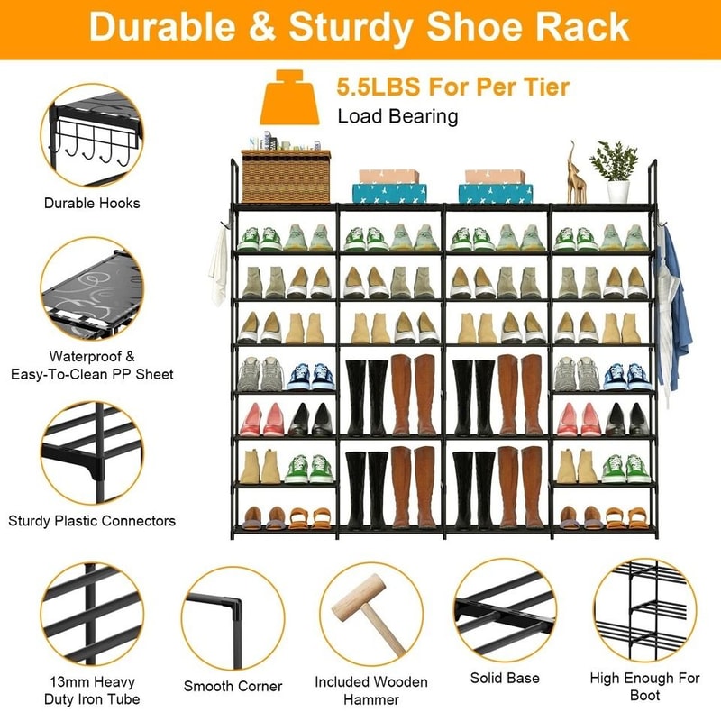 Shoe Rack Durable Metal Storage Shelf Holds Expandable And Dividable SpaceSaving Shoe Organizer 10