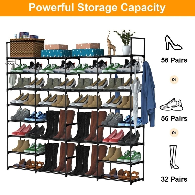 Shoe Rack Durable Metal Storage Shelf Holds Expandable And Dividable SpaceSaving Shoe Organizer 4